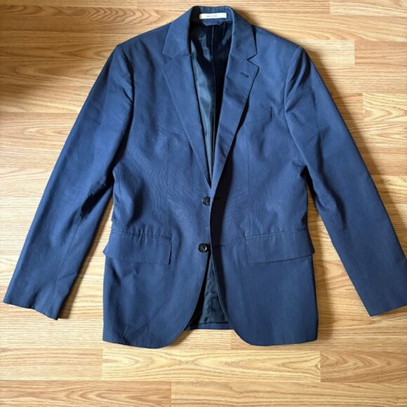 Club Monaco New York Grant Fit Cotton Jacket Blazer Navy Stripe Sz 36S - Picture 1 of 13
